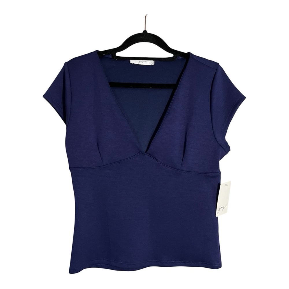Gaze Royal Blue Deep V Neck Y2K Streetwear Indie Baby Tee Top NWT Large - Picture 2 of 4
